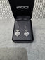 Licensed Product Womens Sterling Silver Black & Silver Double Heart Drop Earrings