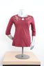 Licensed Product Womens Thriving Foil Print Keyhole Neck Burgundy 3/4 Sleeve T-Shirt