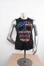 Licensed Product Womens Patriotic Skull Washed Black Sleeveless Muscle T-Shirt