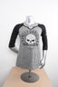 Licensed Product Womens Round Stripes Willie G Skull Grey 3/4 Sleeve T-Shirt