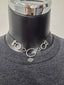 Licensed Product Womens .925 Silver Hammered Link Leather Choker Necklace – Adjustable