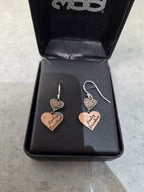 Licensed Product Womens Sterling Silver Pink & Black Double Heart Drop Earrings
