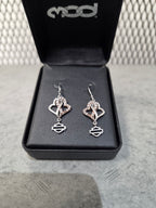 Licensed Product Womens 9.25 Sterling Silver White & Rose Gold Bling Infinity Hearts Drop Earrings