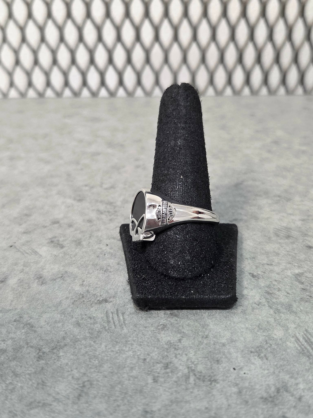 Licensed Product Mens Sterling Silver Black Onyx Willie G Skull Ring