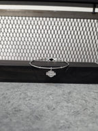 Licensed Product Womens Stainless Steel White Bling Charm Bangle Bracelet – Adj