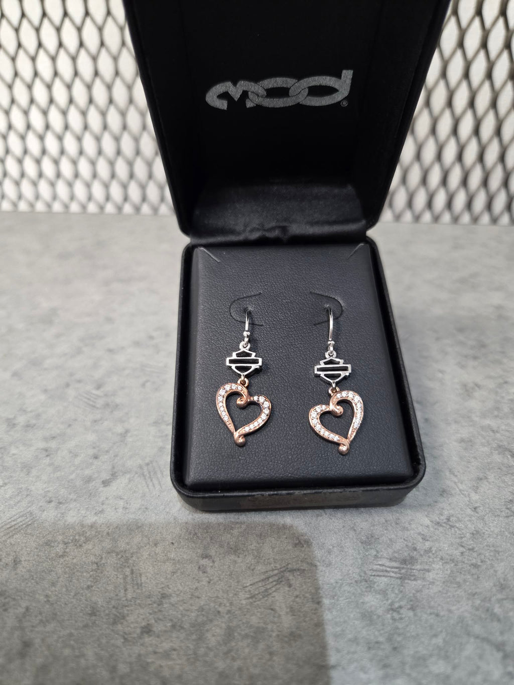 Licensed Product Womens .925 Silver Bling Rose Gold Plated & Silver Heart Earrings