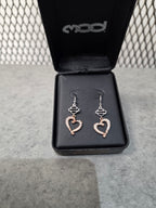 Licensed Product Womens .925 Silver Bling Rose Gold Plated & Silver Heart Earrings