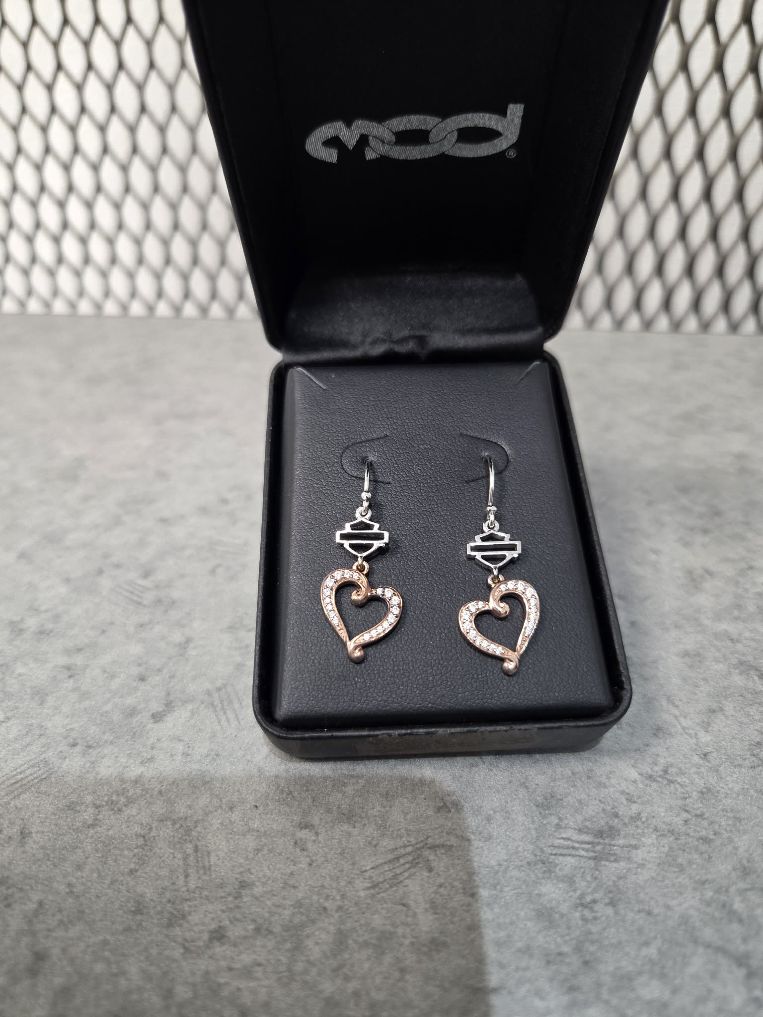 Licensed Product Womens .925 Silver Bling Rose Gold Plated & Silver Heart Earrings