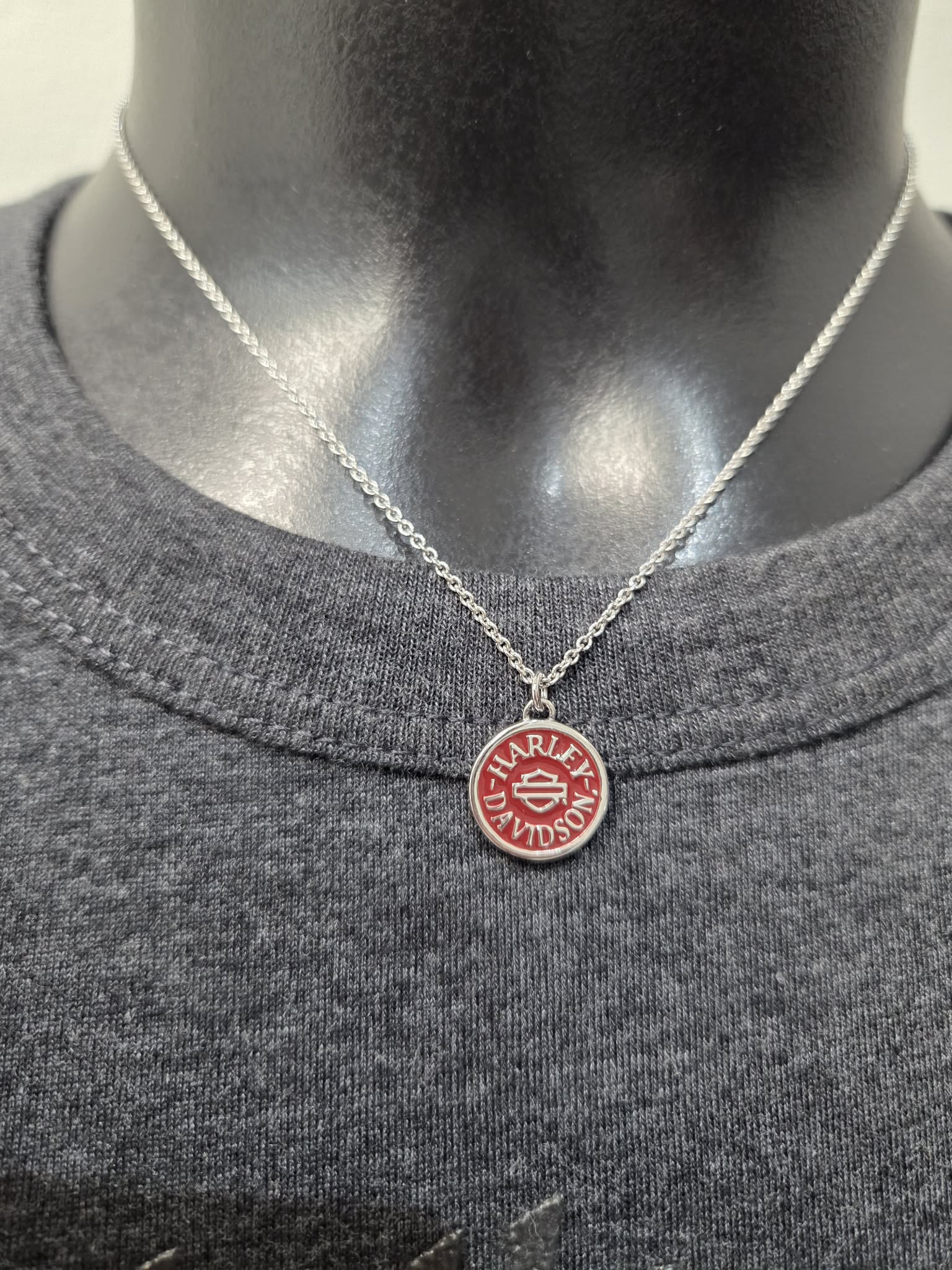 Licensed Product  Womens .925 Silver Round Wine Colored Enameled Necklace - Adjustable Main image