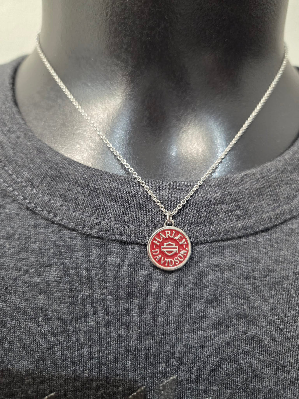 Licensed Product  Womens .925 Silver Round Wine Colored Enameled Necklace - Adjustable