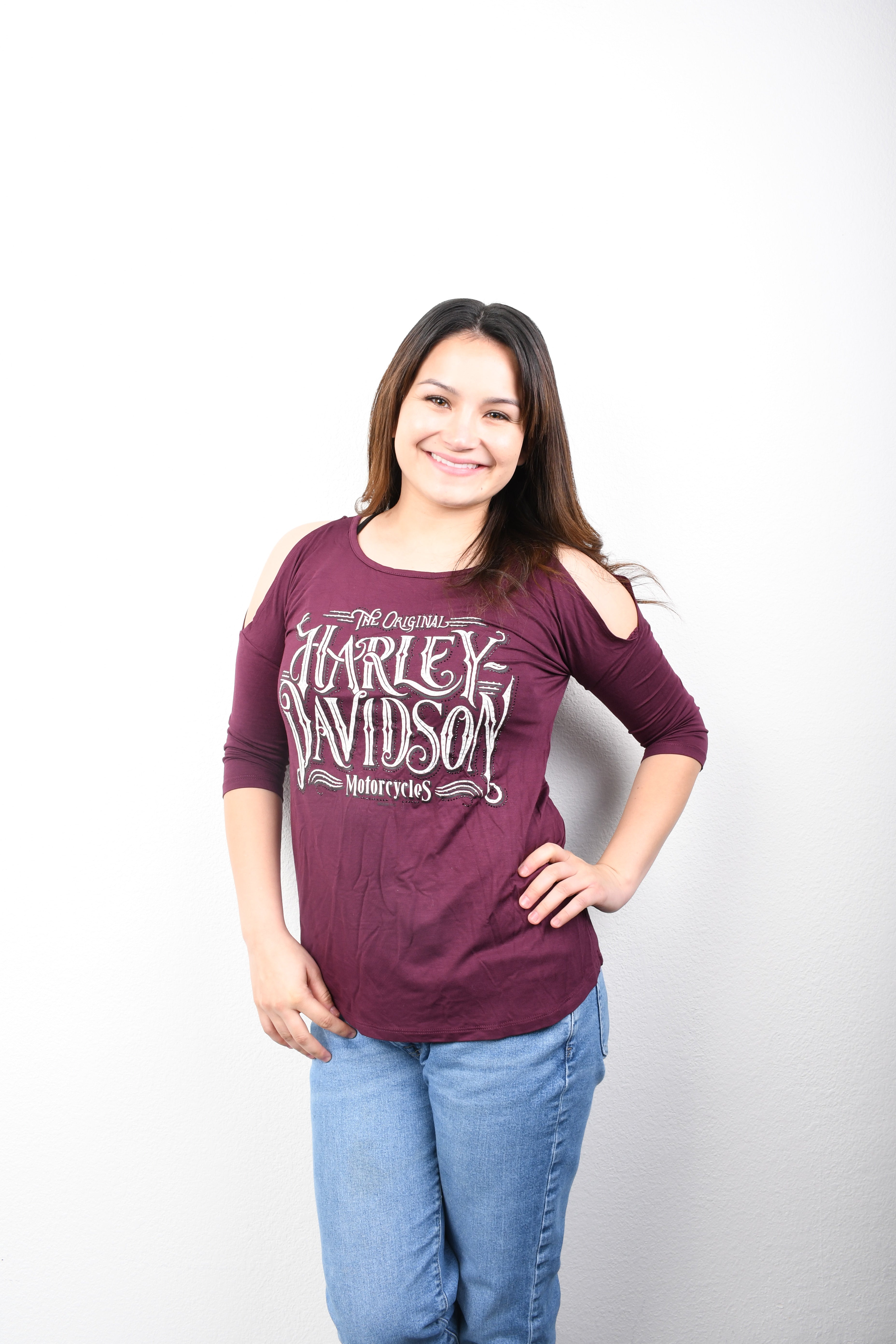 Licensed Product Women's Lavish Cold Shoulder Purple 3/4 Sleeve T-Shirt Main image