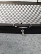Licensed Product Womens Stainless Steel Wedding Ring Charm Bangle Bracelet - Adjustable