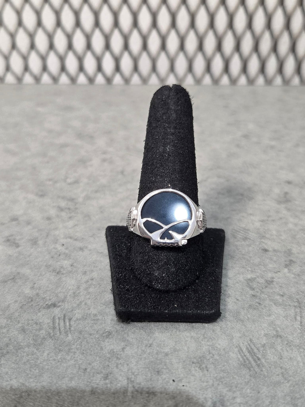 Licensed Product Mens Sterling Silver Black Onyx Willie G Skull Ring