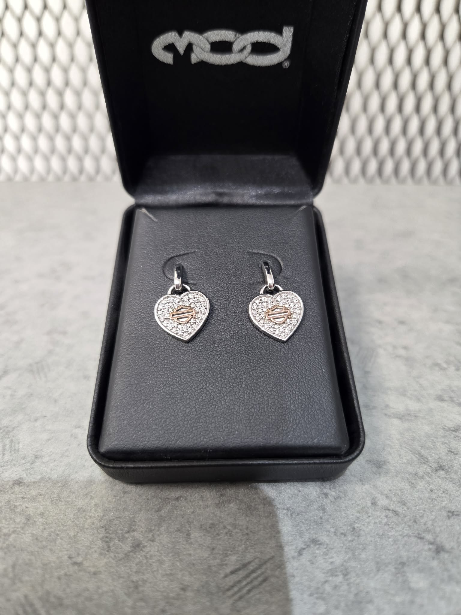 Licensed Product Womens Sterling Silver Bling Heart Rose Gold Dangle Earrings Main image