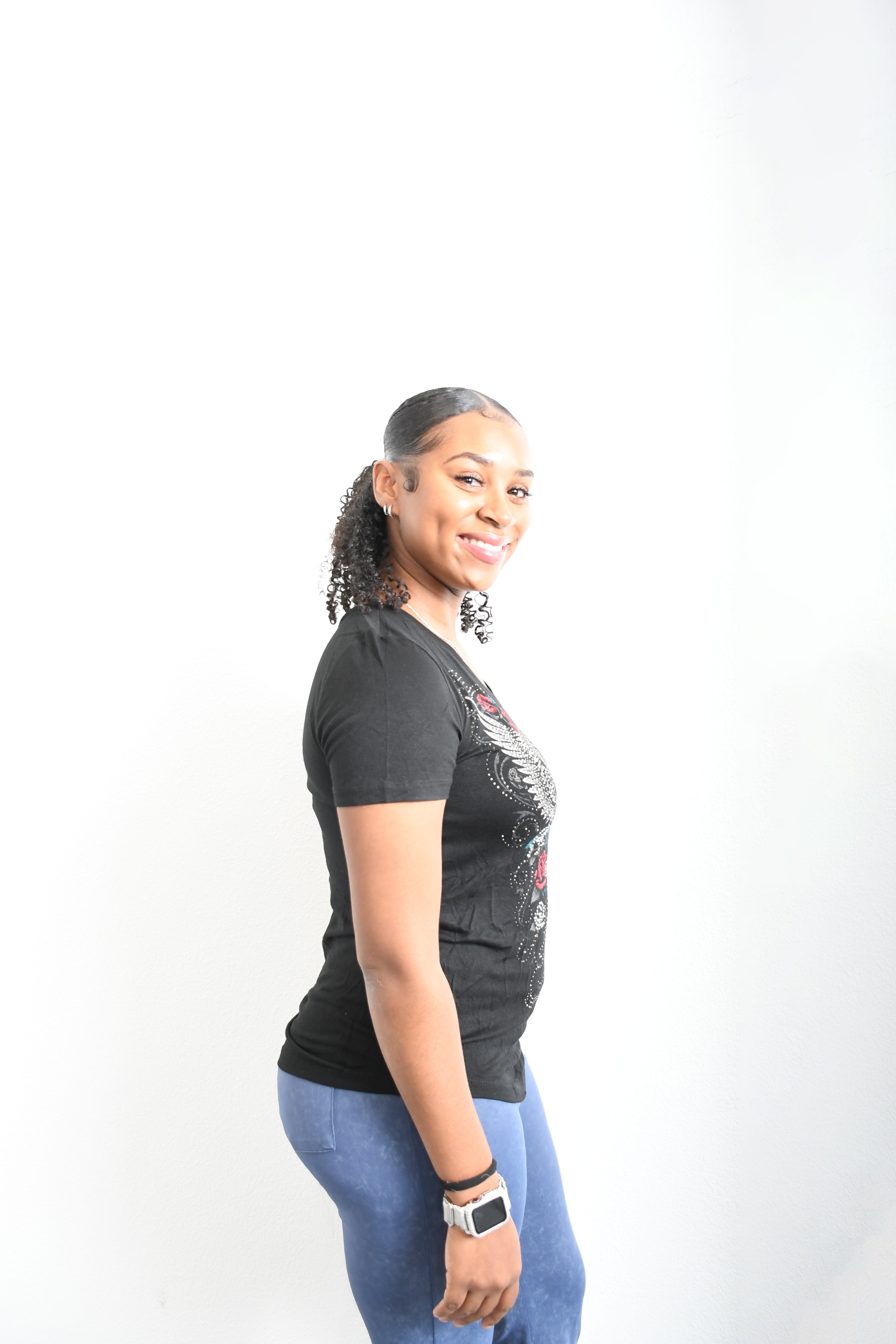 Licensed Product Women's Elaborate Winged Skull V-Neck Black Short Sleeve T-Shirt Secondary image