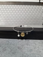 Licensed Product Womens Stainless Steel Seashell Charm Bangle Bracelet – Adjustable