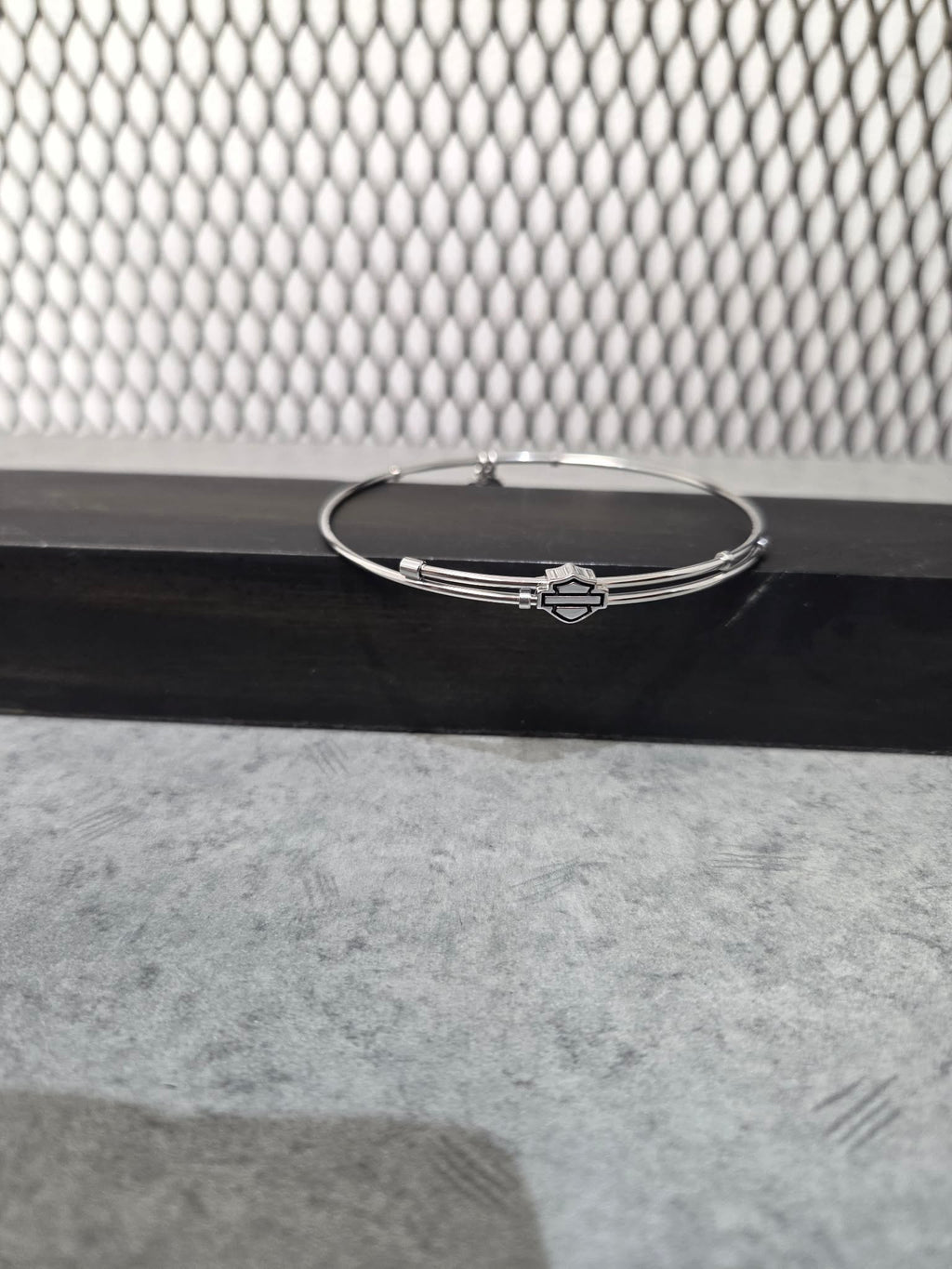 Licensed Product Womens Stainless Steel Red, White & Blue #1 Logo Charm Bangle Bracelet - Adjustable