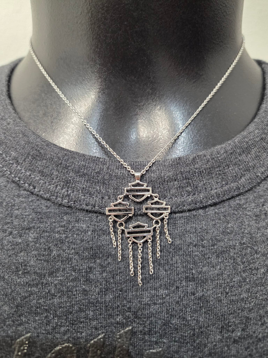 Licensed Product Womens .925 Silver Multi Chain Drop Necklace – Adjustable