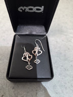 Licensed Product Womens 9.25 Sterling Silver White & Rose Gold Bling Infinity Hearts Drop Earrings