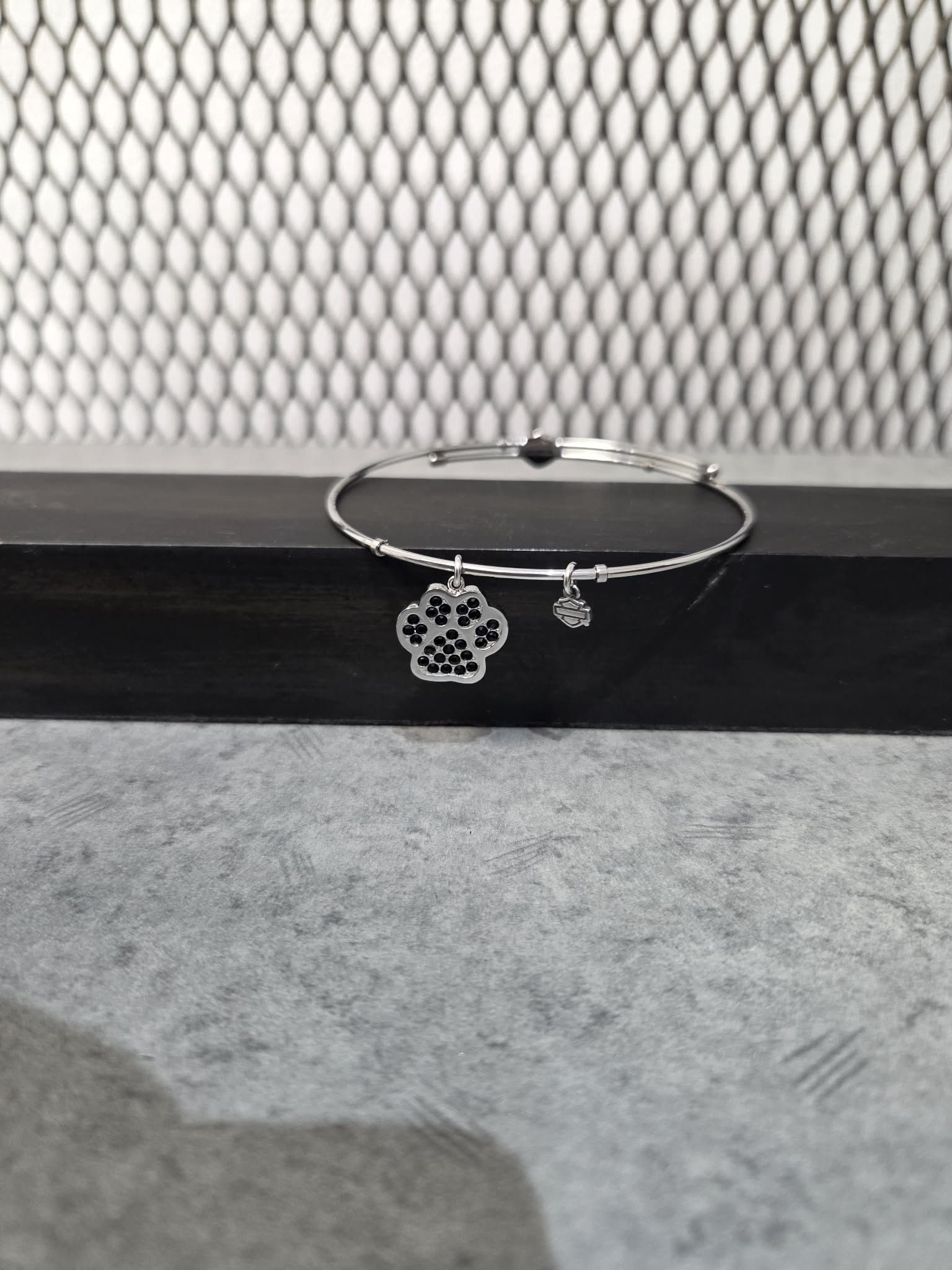 Licensed Product Womens Stainless Steel Bling Paw Charm Bangle Bracelet - Adj Secondary image