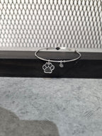 Licensed Product Womens Stainless Steel Bling Paw Charm Bangle Bracelet - Adj