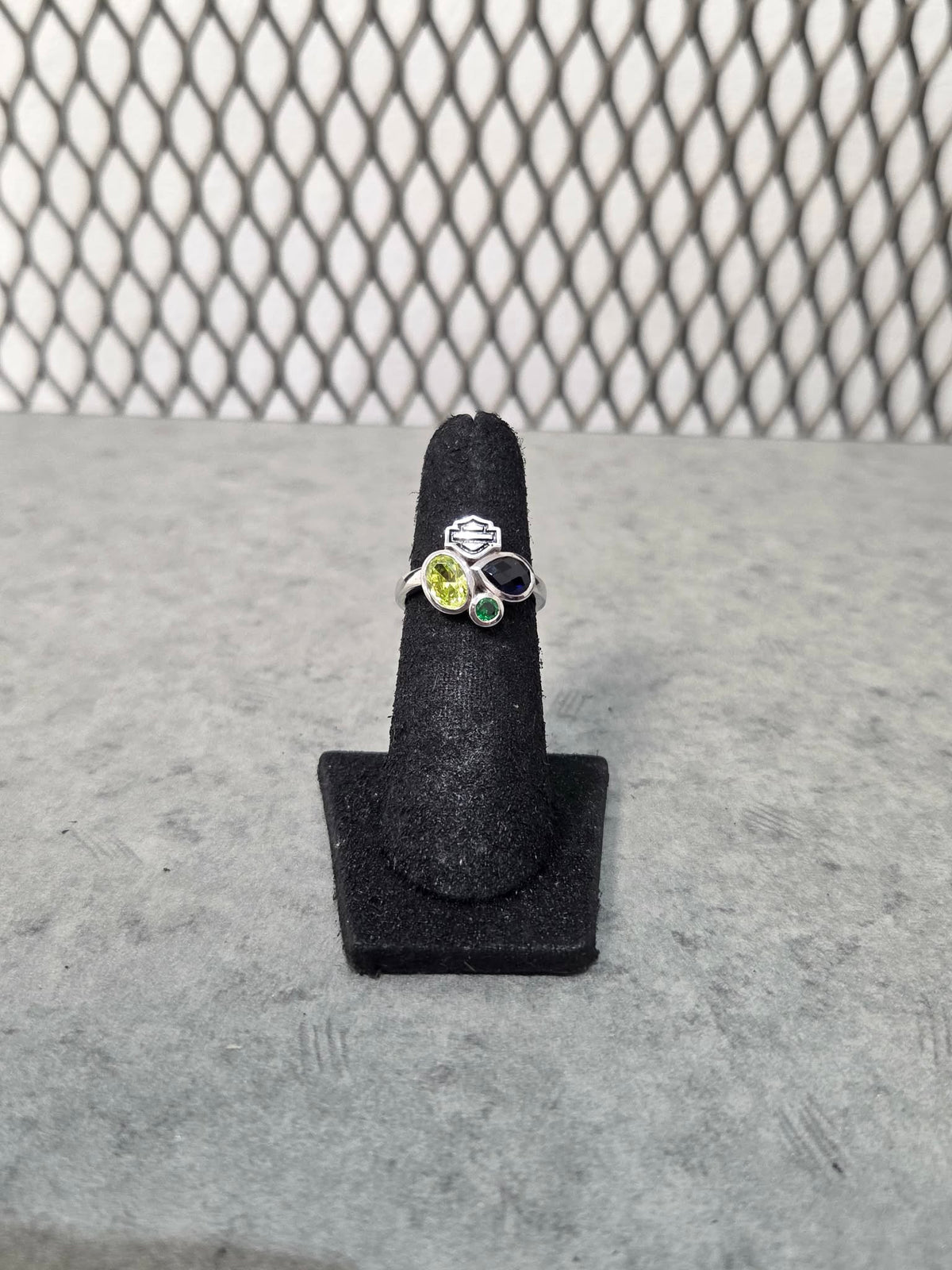 Licensed Product Womens Sterling Silver Blue & Green Trio Stone Ring Main image
