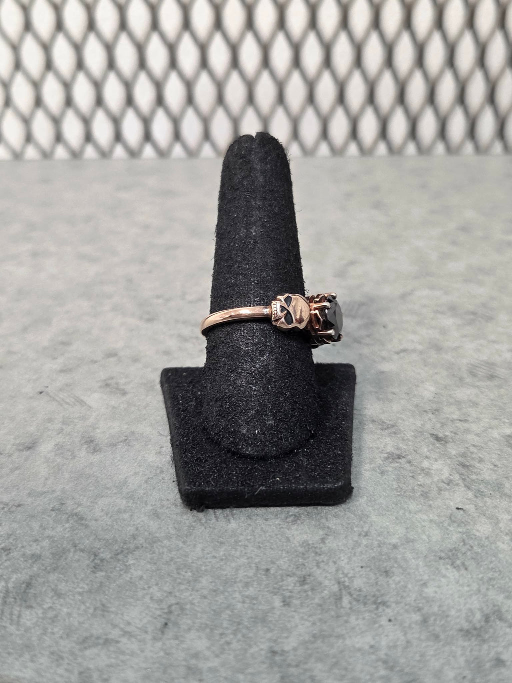 Licensed Product Womens Rose Gold Skull & Stone Ring