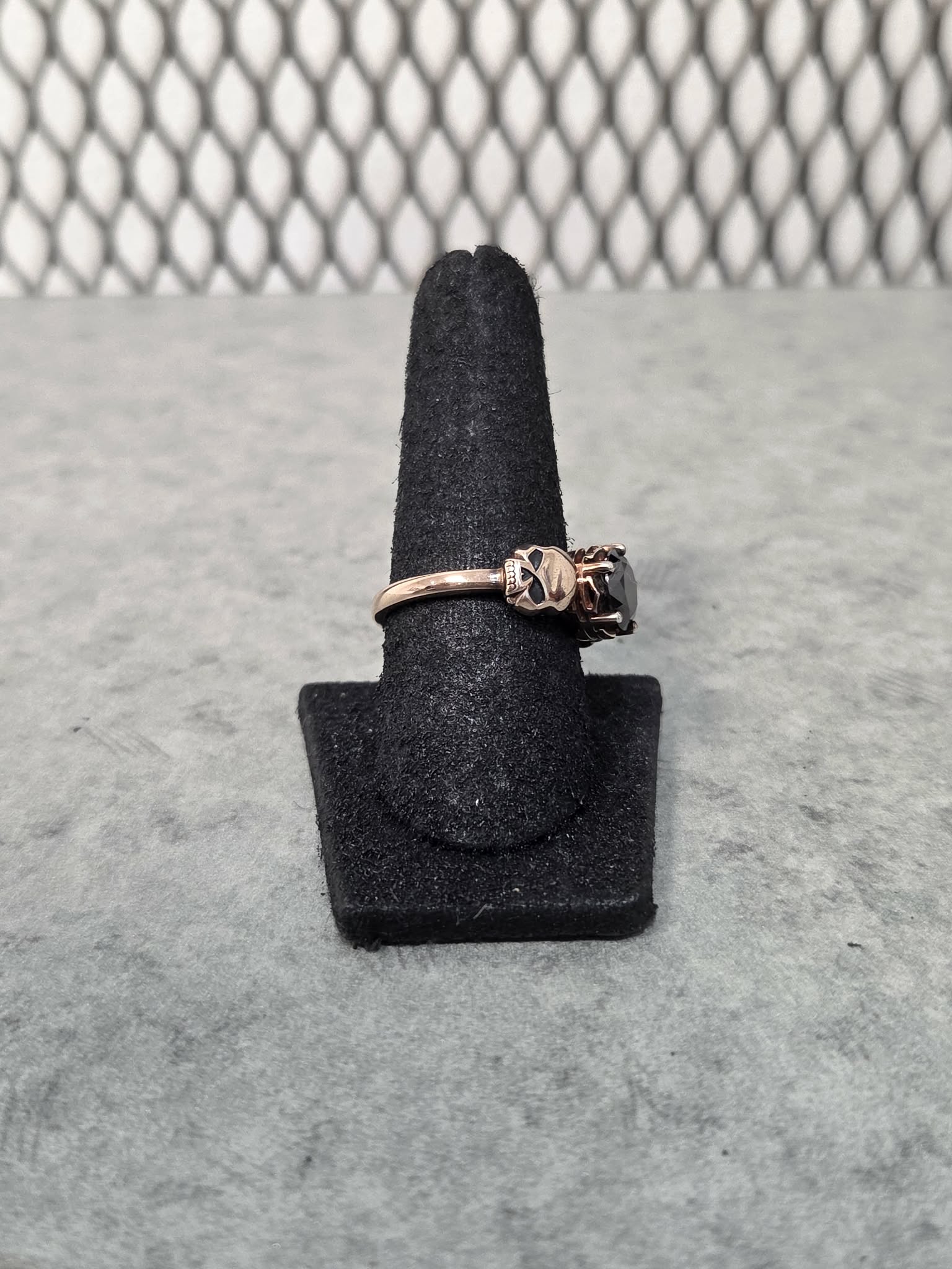 Licensed Product Womens Rose Gold Skull & Stone Ring