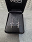 Licensed Product Womens .925 Silver Beaded Cross with Purple Stones Earrings