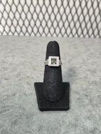 Licensed Product Womens .925 Silver Black Ice Square Crystal Bling Ring