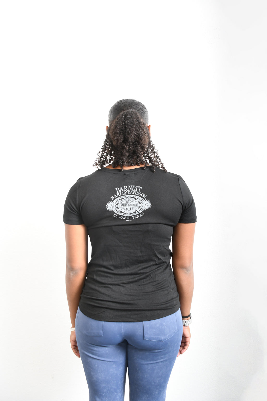 Licensed Product Women's Elaborate Winged Skull V-Neck Black Short Sleeve T-Shirt