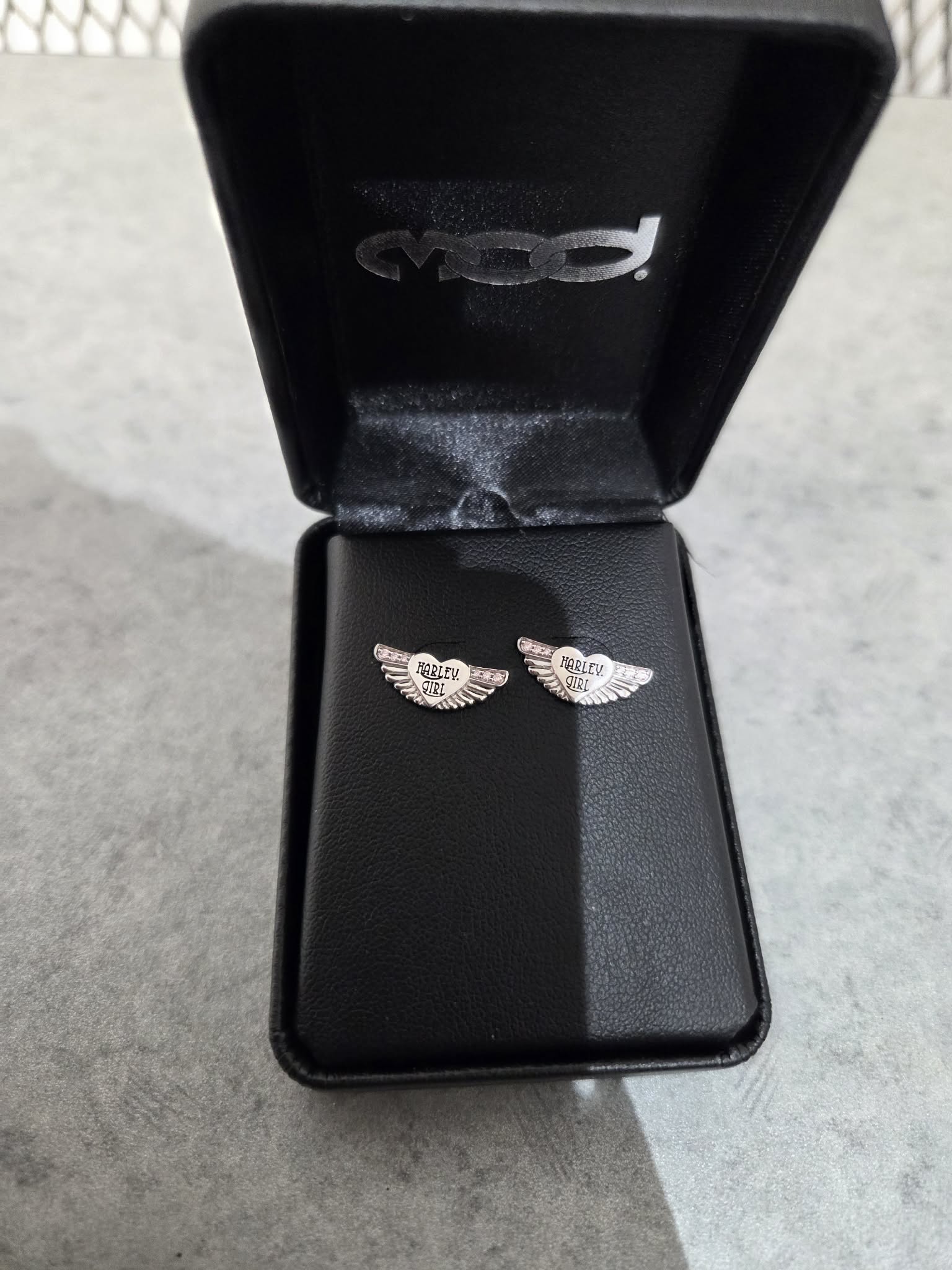 Licensed Product Womens Pink Bling Harley Girl Wing Post Earrings