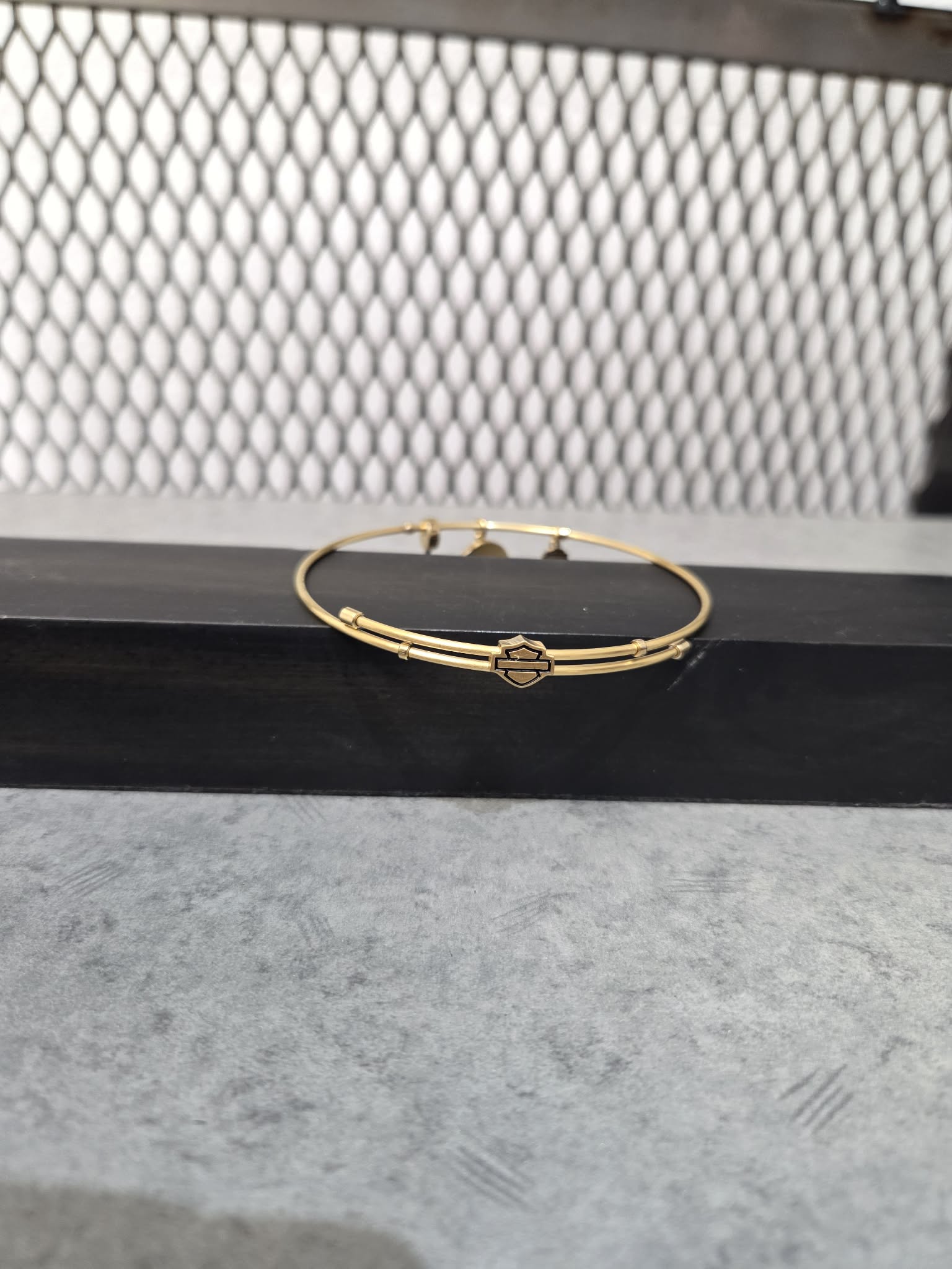 Licensed Product Womens Stainless Steel Gold Tone Love Charm Bangle Bracelet - Adj Main image