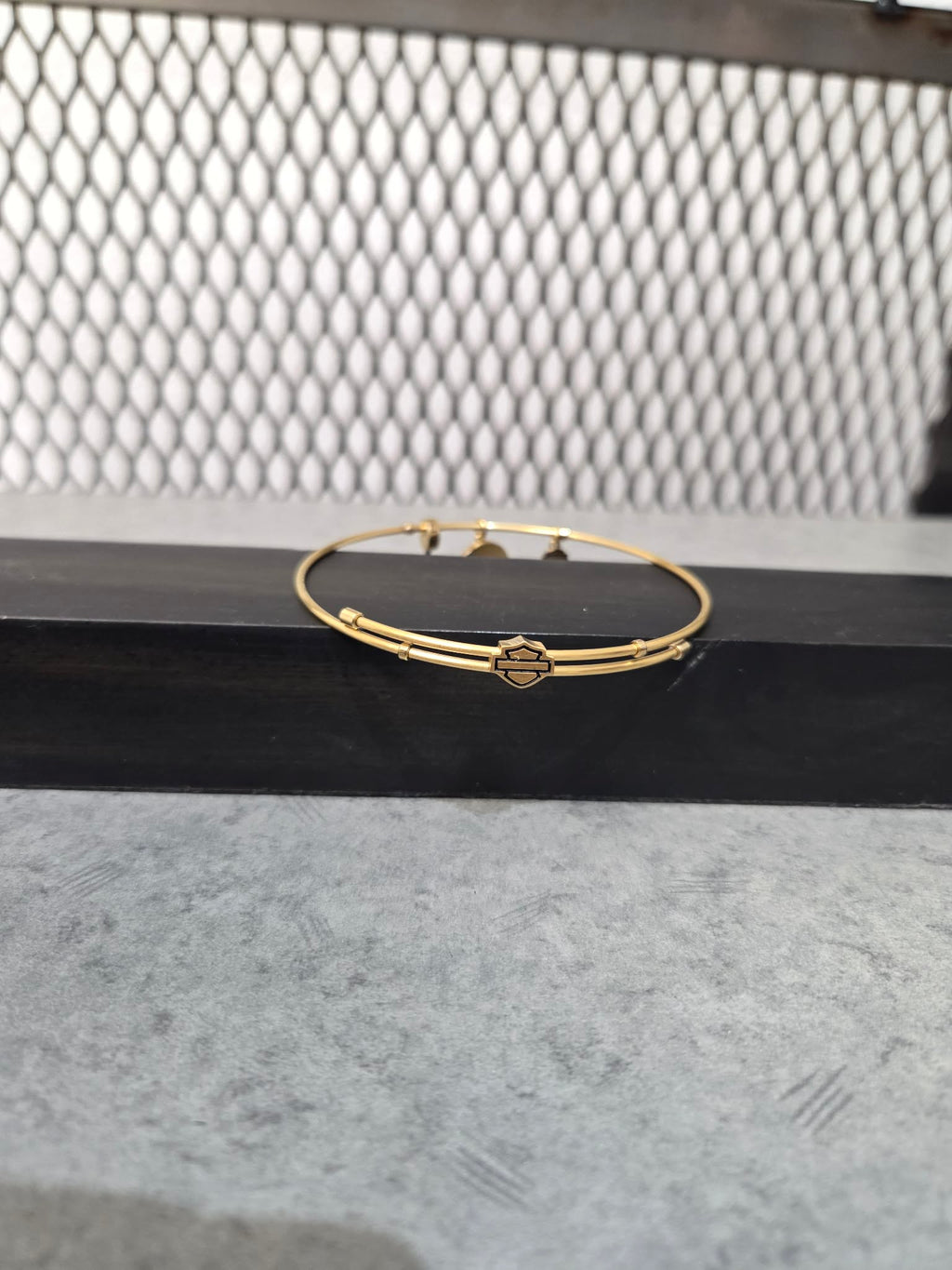 Licensed Product Womens Stainless Steel Gold Tone Love Charm Bangle Bracelet - Adj