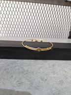 Licensed Product Womens Stainless Steel Gold Tone Love Charm Bangle Bracelet - Adj