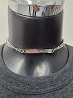 Licensed Product Womens Stainless Steel Bar Curb Link Necklace – Adjustable