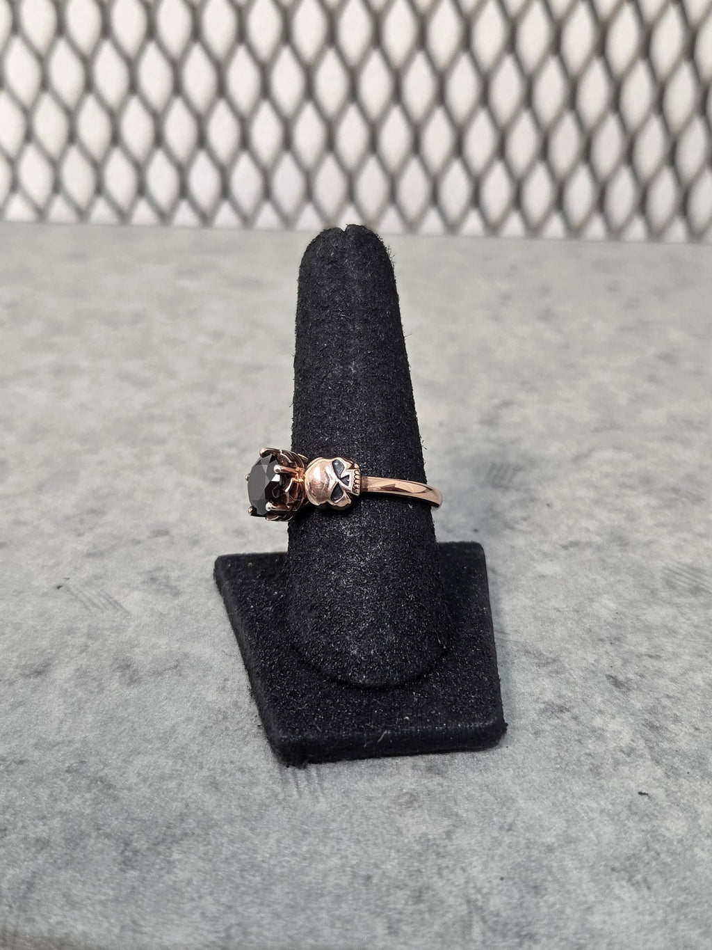Licensed Product Womens Rose Gold Skull & Stone Ring