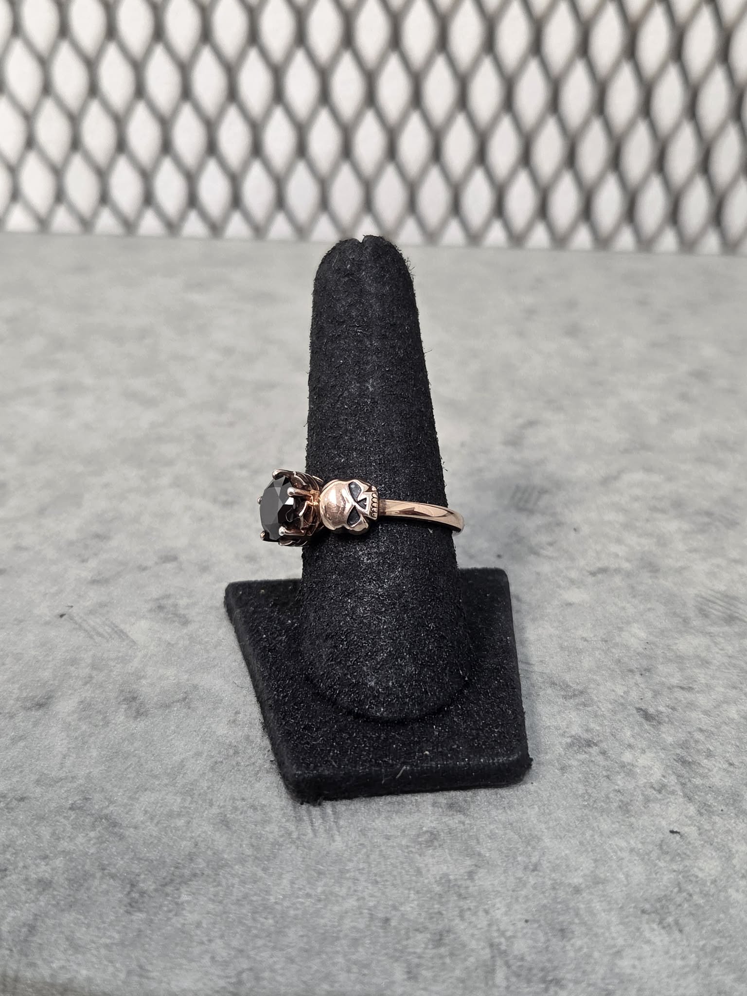 Licensed Product Womens Rose Gold Skull & Stone Ring