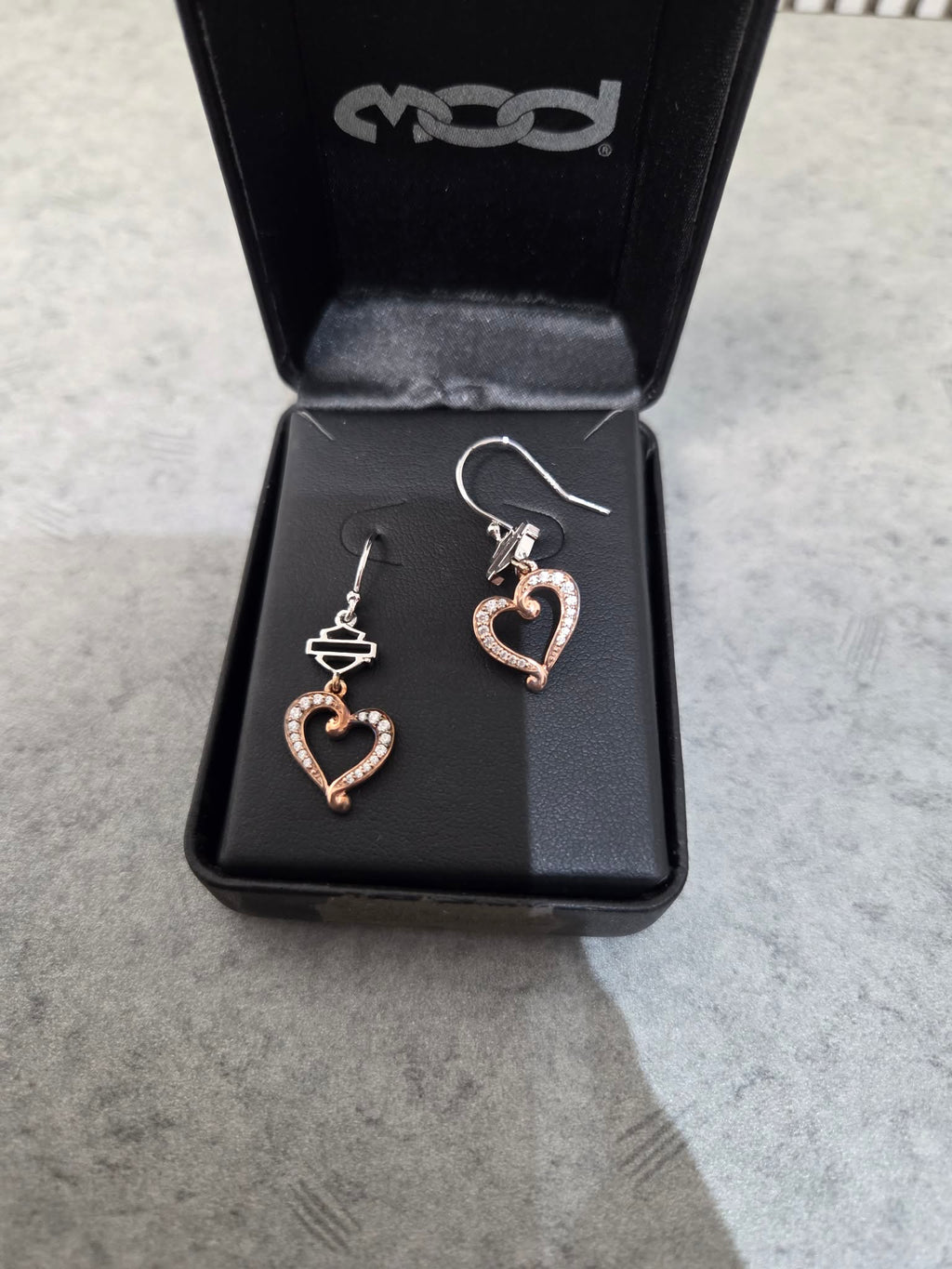 Licensed Product Womens .925 Silver Bling Rose Gold Plated & Silver Heart Earrings