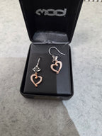 Licensed Product Womens .925 Silver Bling Rose Gold Plated & Silver Heart Earrings