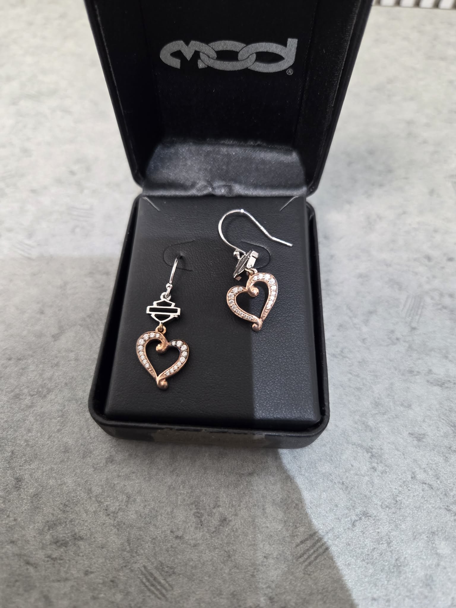 Licensed Product Womens .925 Silver Bling Rose Gold Plated & Silver Heart Earrings