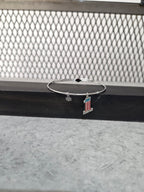 Licensed Product Womens Stainless Steel Red, White & Blue #1 Logo Charm Bangle Bracelet - Adjustable