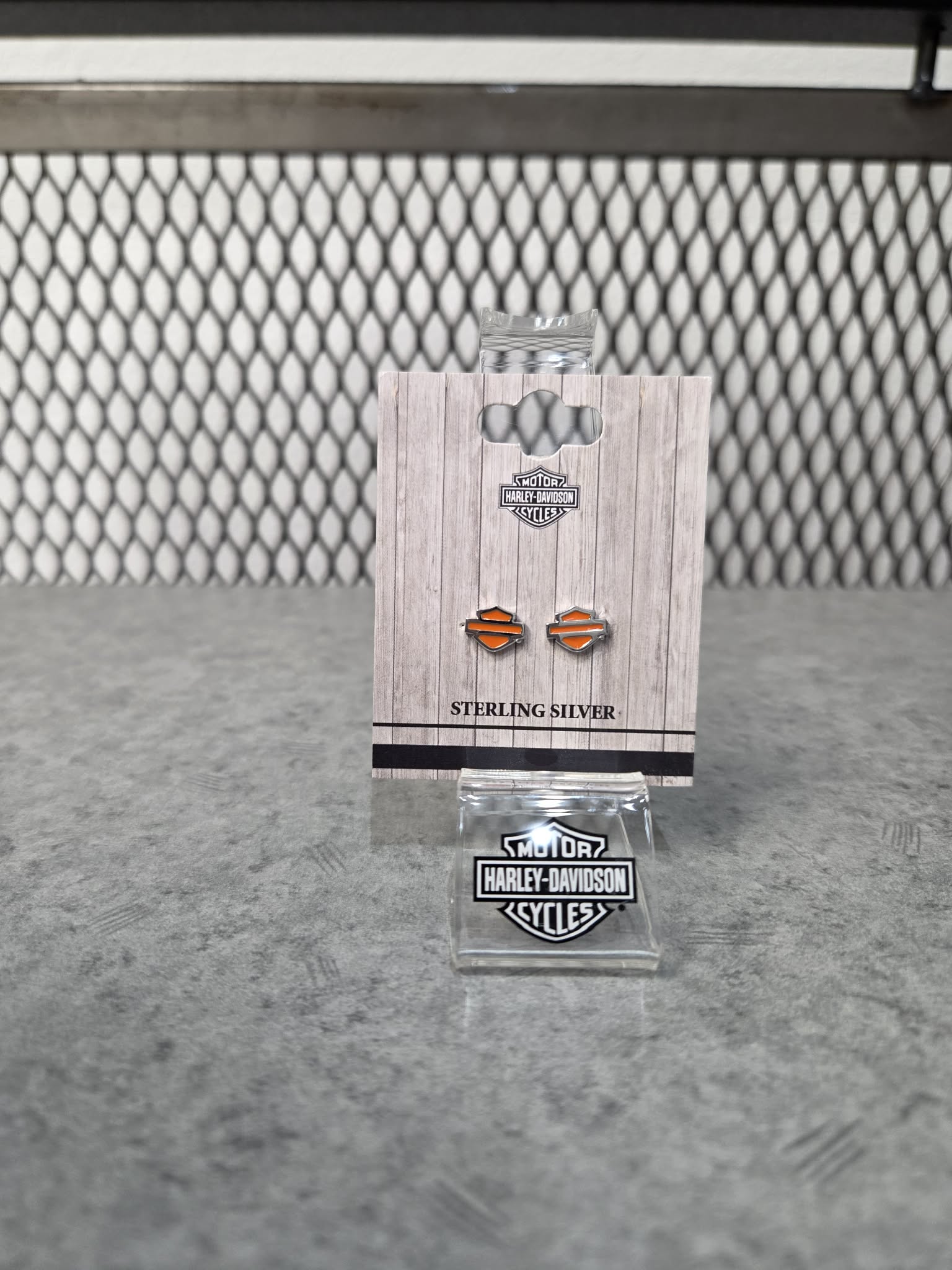Licensed Product H-D Womens Orange Enamel B&S Post Earrings