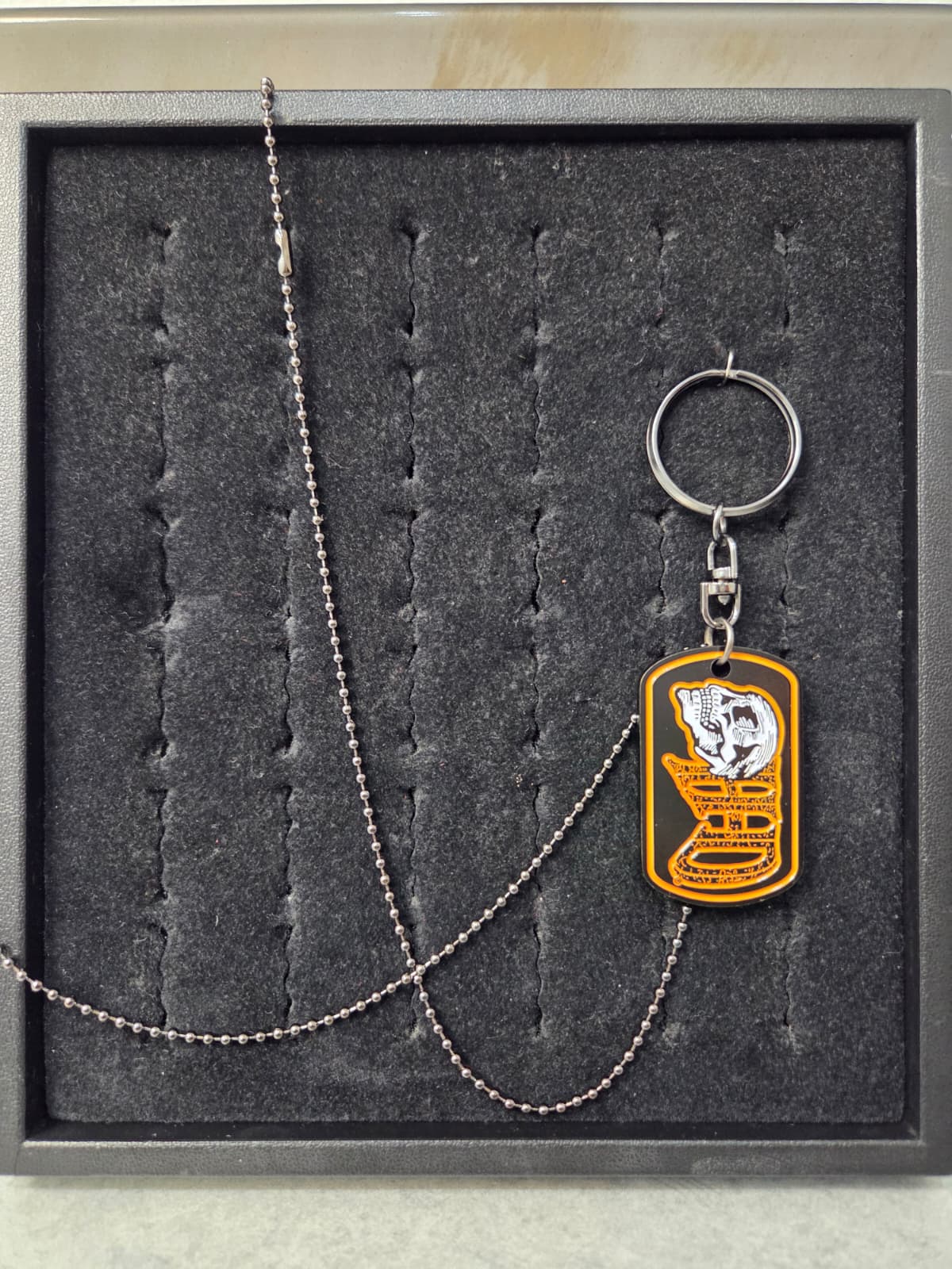 Licensed Product Mens Skull Orange Motors 2" Dog Tag