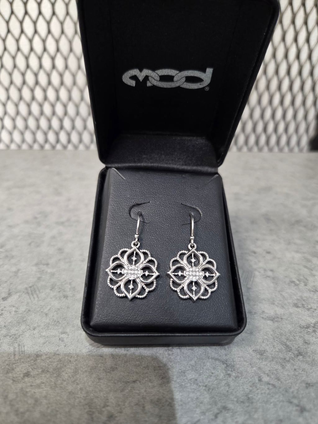 Licensed Product Womens Sterling Silver Floral Interlace Dangle Earrings
