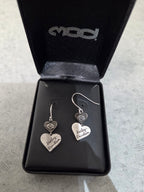 Licensed Product Womens Sterling Silver Black & Silver Double Heart Drop Earrings