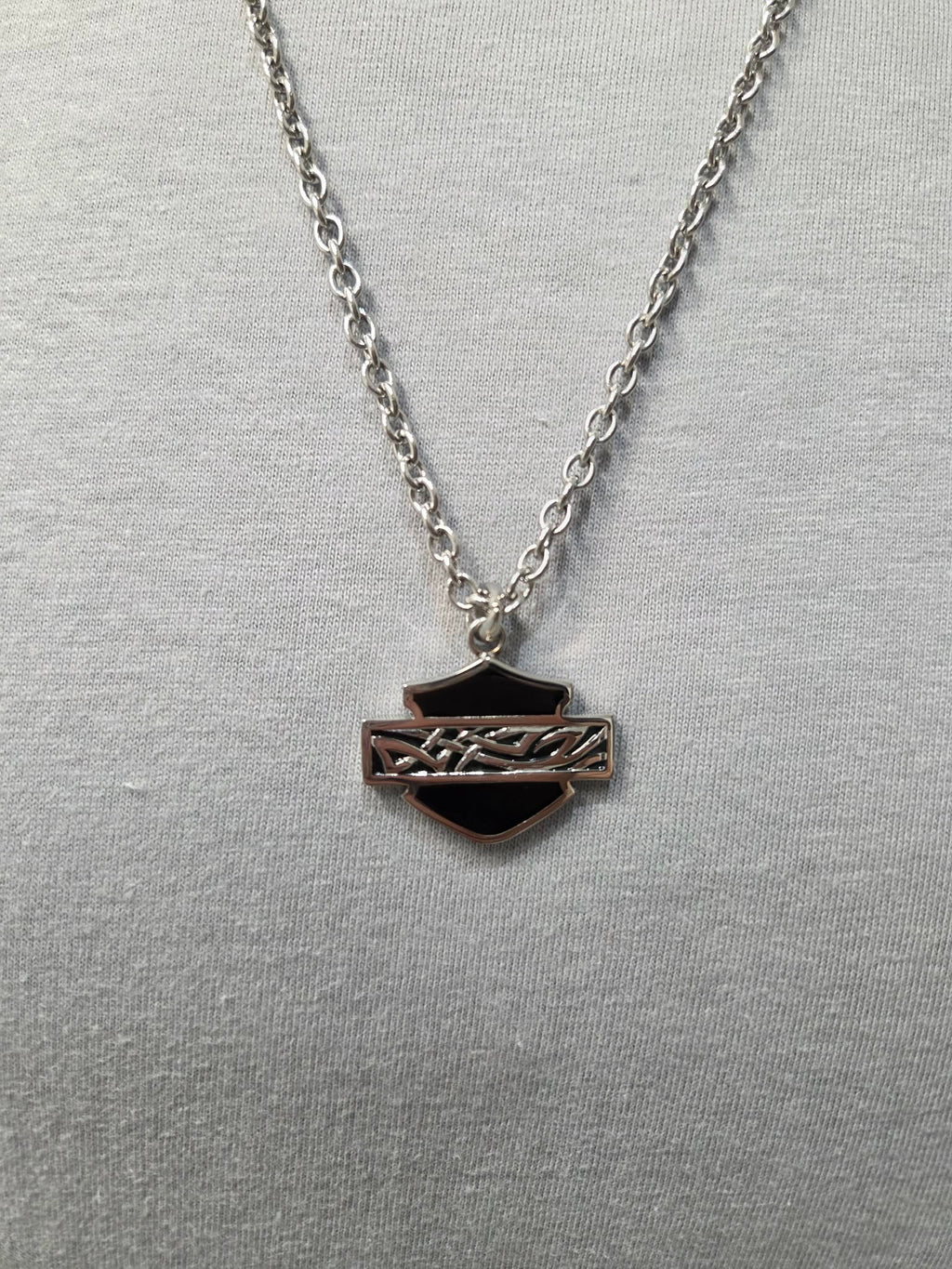 Licensed Product Mens Stainless Steel Small Black Celtic Enamel Necklace