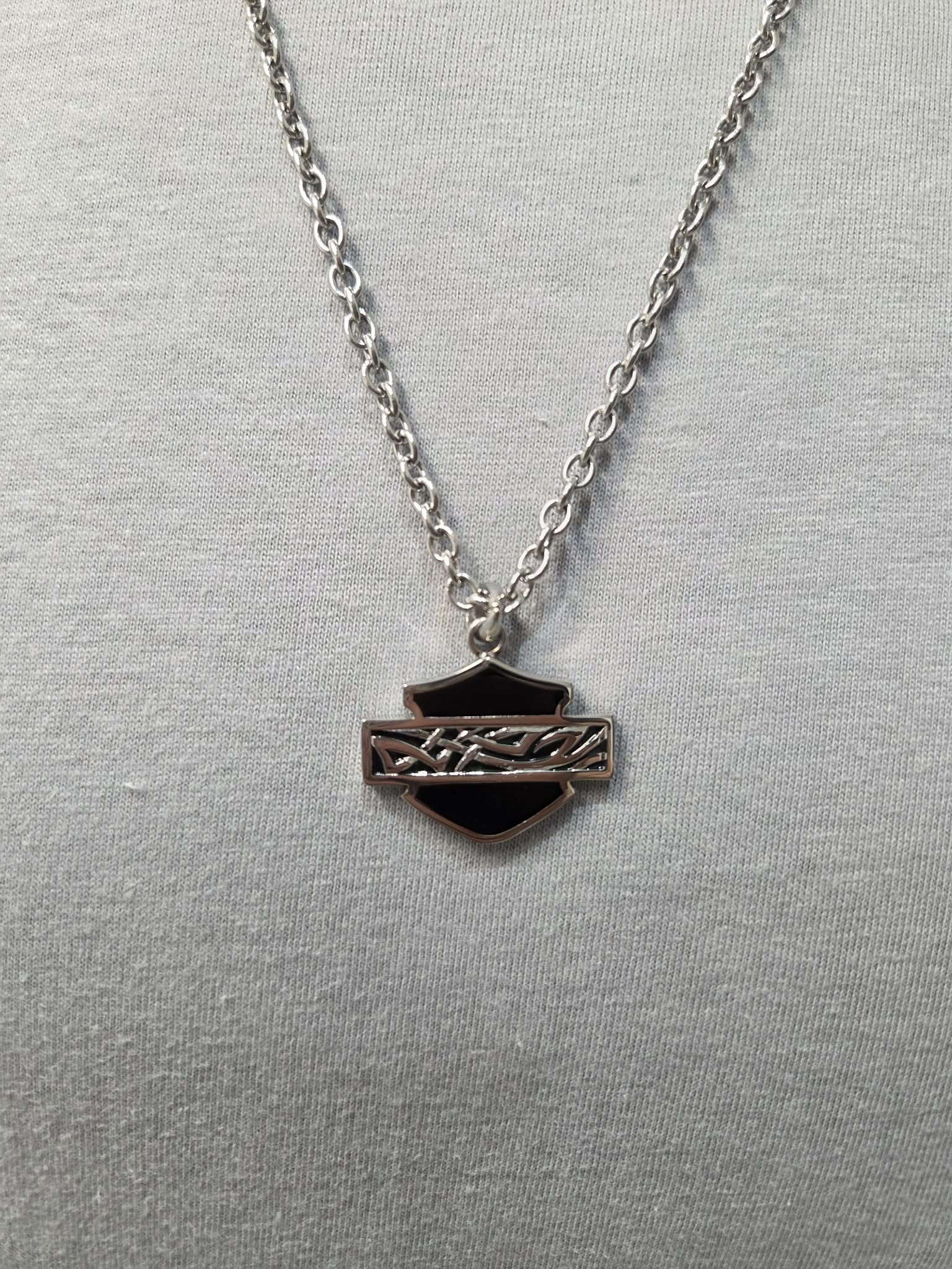 Licensed Product Mens Stainless Steel Small Black Celtic Enamel Necklace