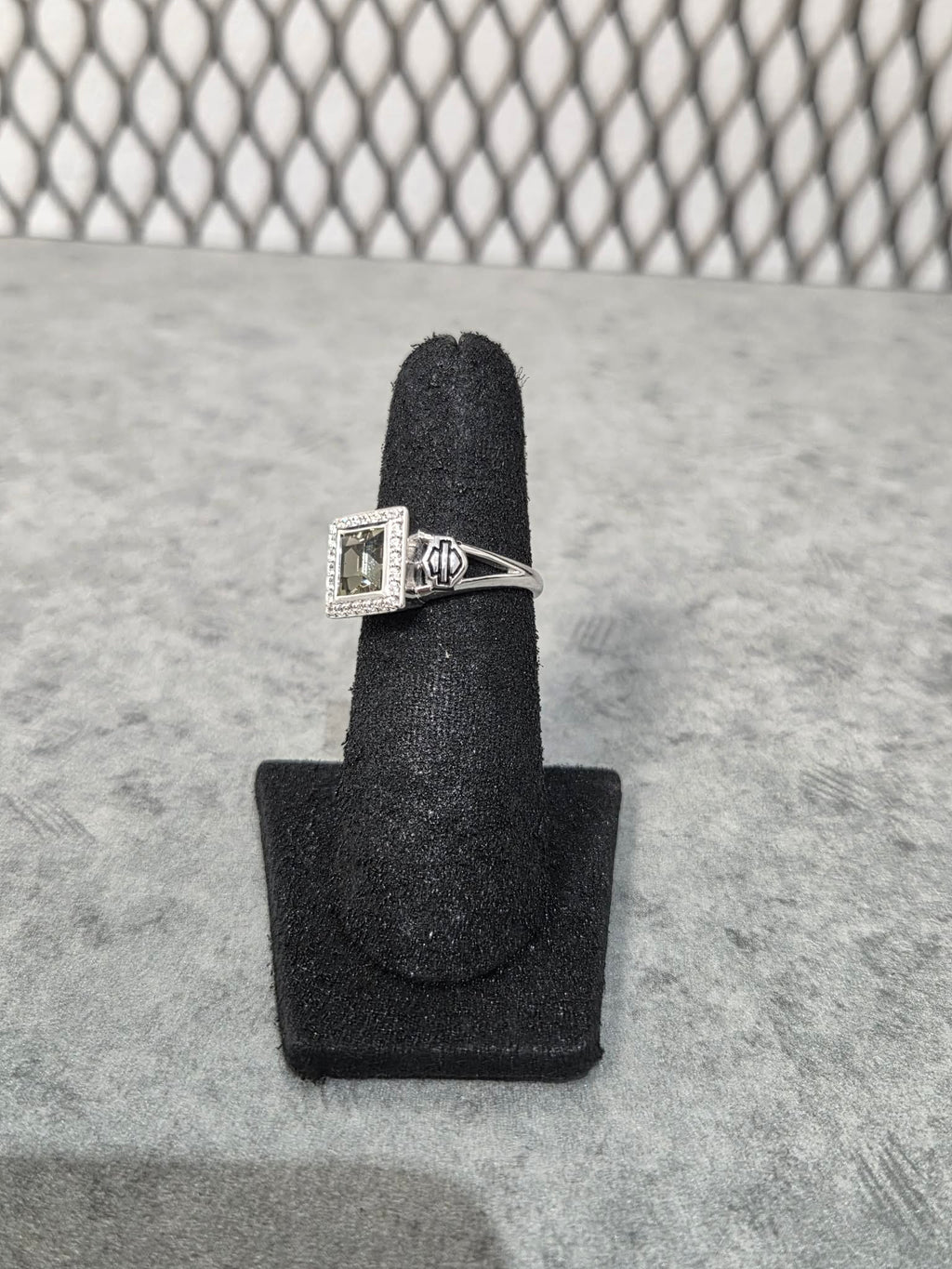 Licensed Product Womens .925 Silver Black Ice Square Crystal Bling Ring