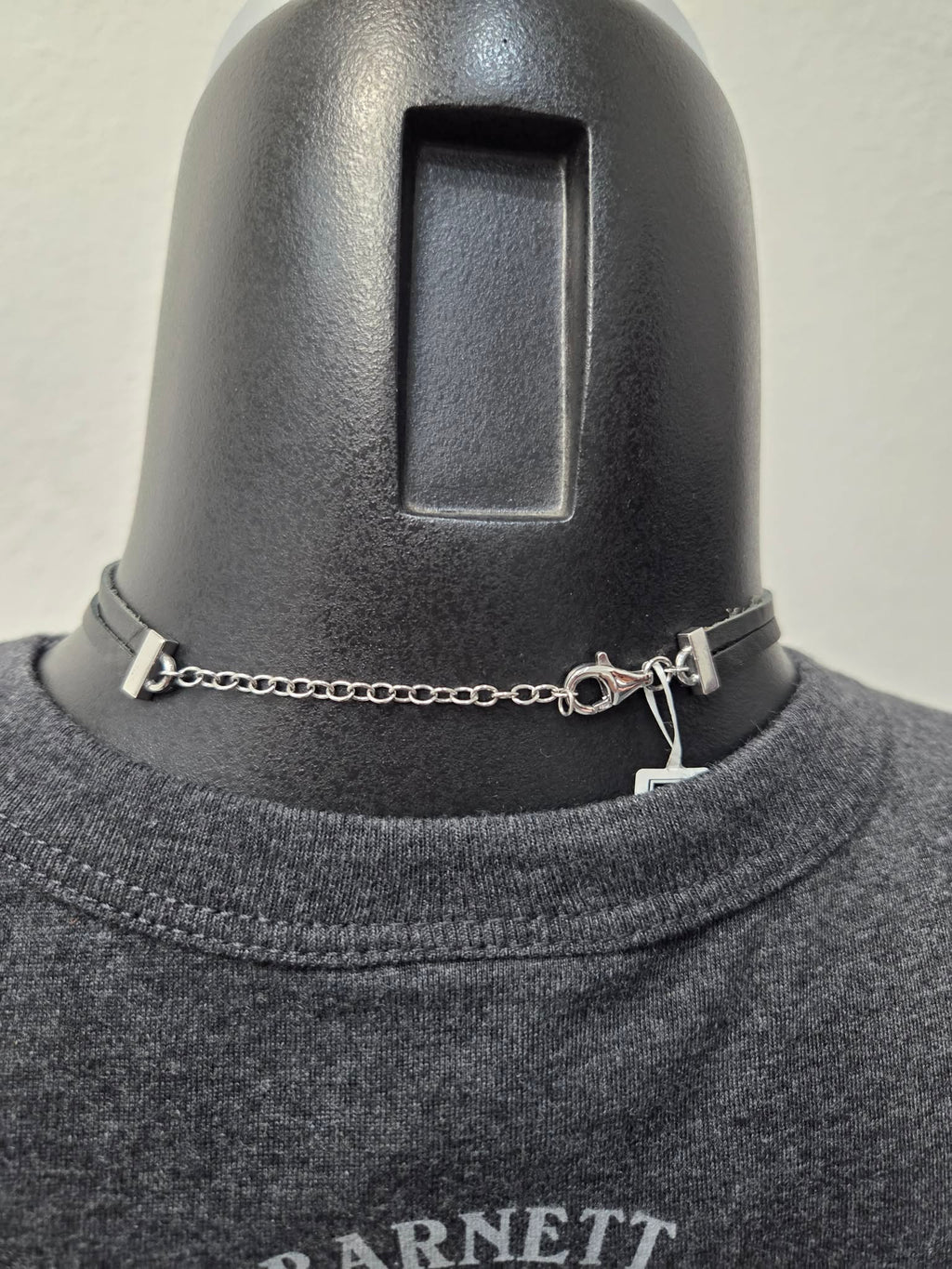 Licensed Product Womens Sterling Silver Double Strand Leather Choker Necklace – Adjustable